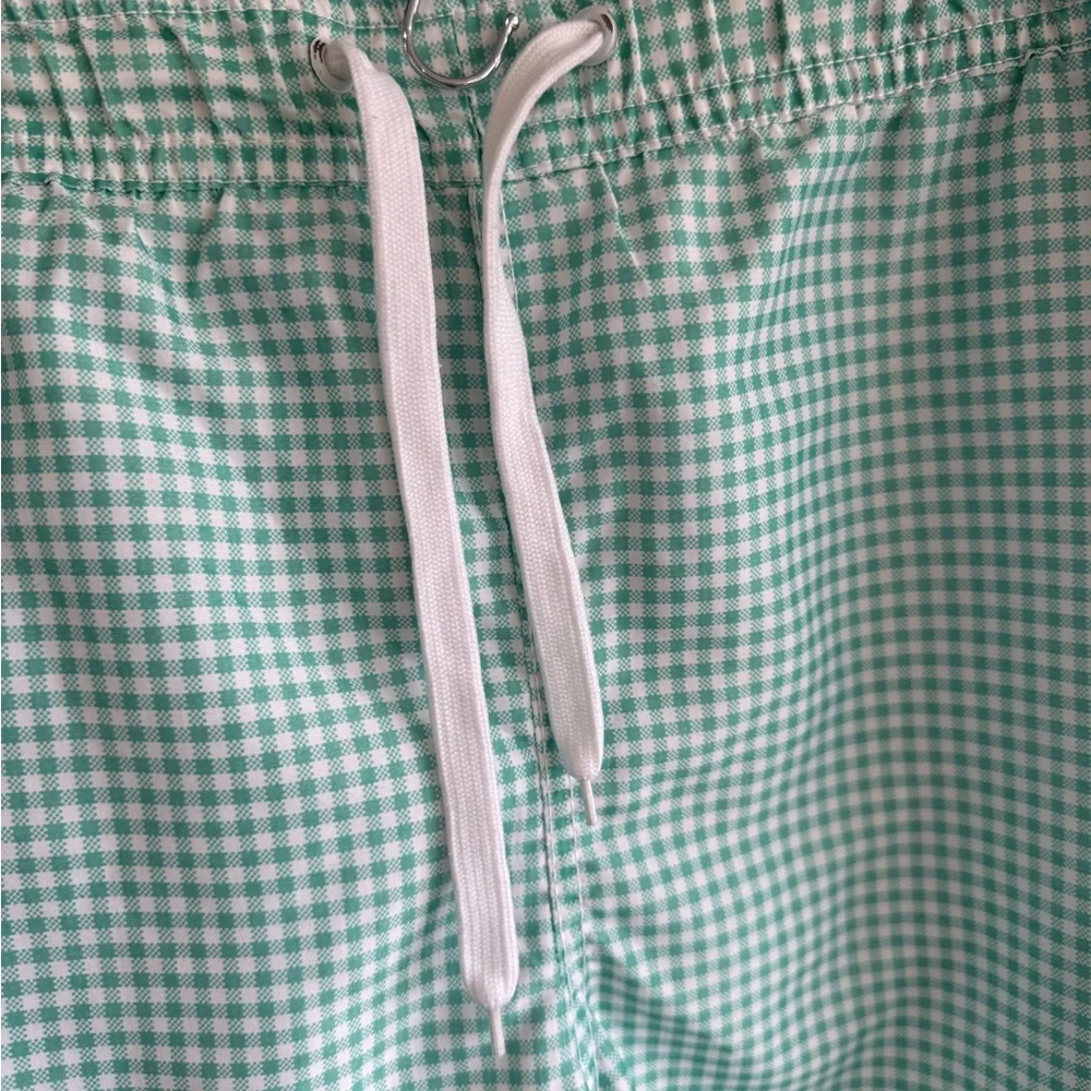 Men's Green White Checkered Swim Shorts